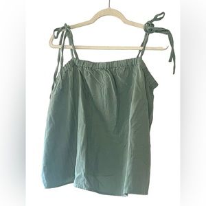 Madewell Lightestspun Tie-Strap Pajama Tank‎ Green XL NWT